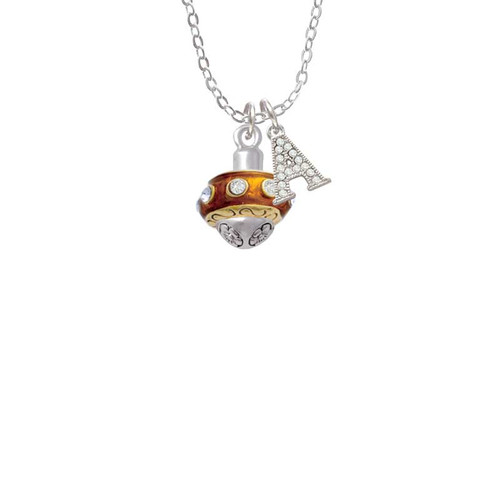 Translucent Brown with Crystals Gold Tone Spinner Crystal Initial - Sophia Necklace