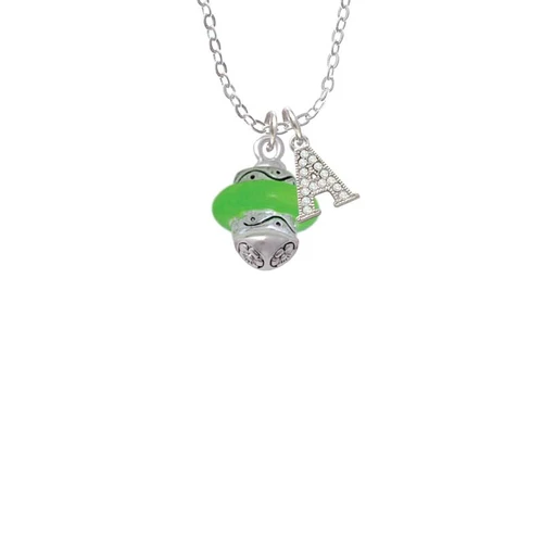 Lime Green Center Spinner Crystal Initial - Sophia Necklace