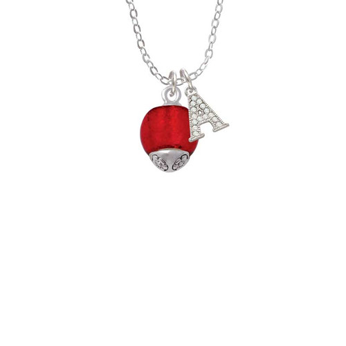 12mm Scarlett Red Roller Spinner with Silver Tone Lining Glass Spinner Crystal Initial - Sophia Necklace