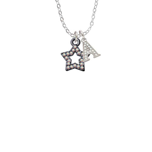 Open Black Star with Clear AB Crystals Crystal Initial - Sophia Necklace