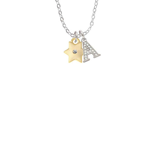 Gold Tone Hexagram Star Crystal Initial - Sophia Necklace