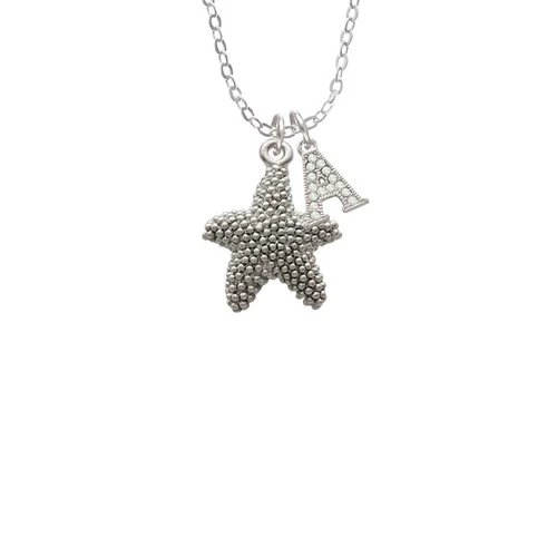 Antiqued Starfish Crystal Initial - Sophia Necklace