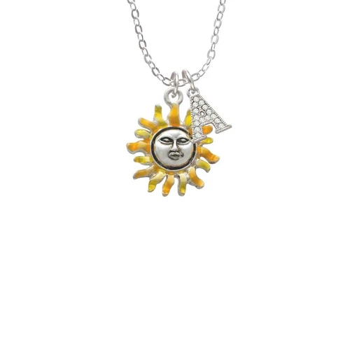 Enamel Sun Crystal Initial - Sophia Necklace