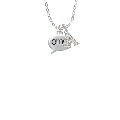 Text Chat - omg - Oh My God - Crystal Initial - Sophia Necklace