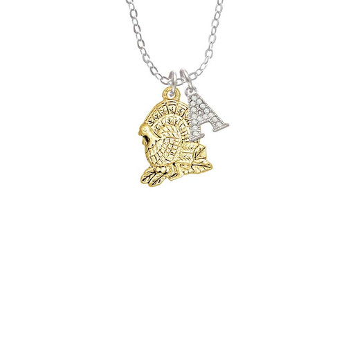 Medium Gold Tone Turkey Crystal Initial - Sophia Necklace