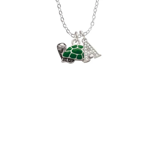 Turtle - Side Crystal Initial - Sophia Necklace