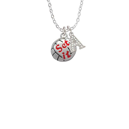 Volleyball - ''Set It'' Crystal Initial - Sophia Necklace