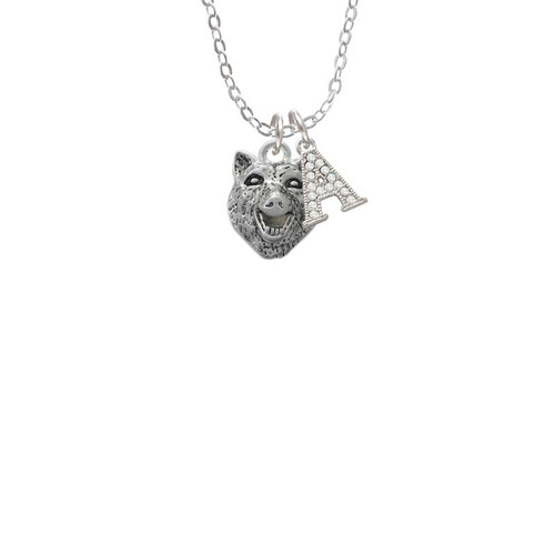 Wolf Head Crystal Initial - Sophia Necklace