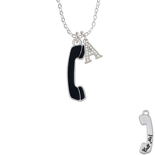 Black Telephone Crystal Initial - Sophia Necklace