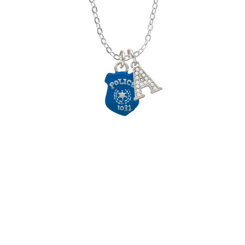 Blue Policeman's Badge Crystal Initial - Sophia Necklace