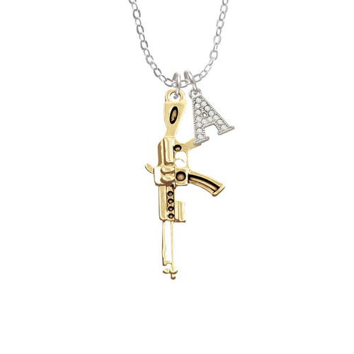Gold Tone Rifle Crystal Initial - Sophia Necklace