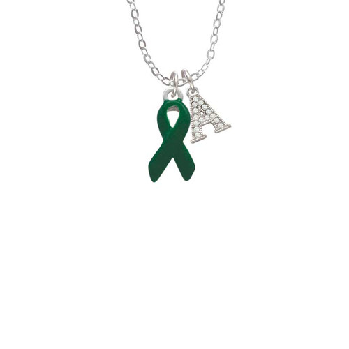 Green Ribbon Crystal Initial - Sophia Necklace
