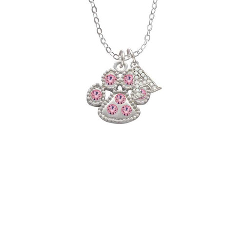 Large Paw with Light Pink Crystals Crystal Initial - Sophia Necklace