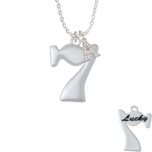 Large Lucky 7 Crystal Initial - Sophia Necklace