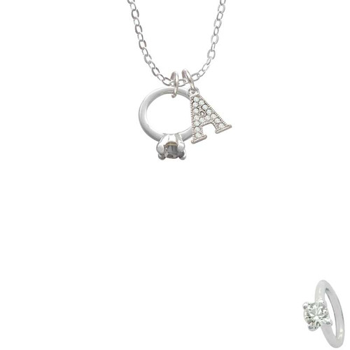 Small Engagement Ring with Crystal Crystal Initial - Sophia Necklace