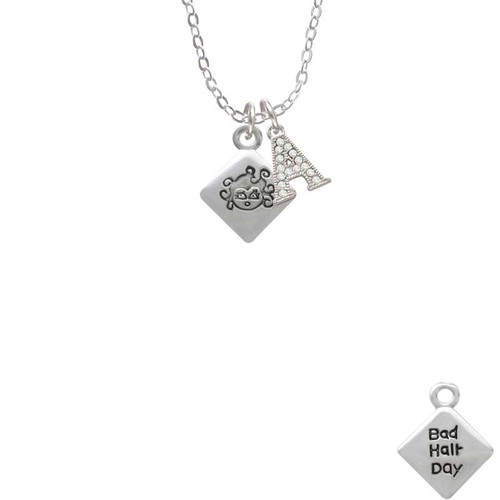 2-D ''Bad Hair Day'' with Girl Crystal Initial - Sophia Necklace