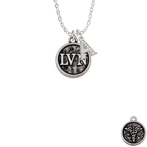 Nurse Caduceus Seal - LVN Crystal Initial - Sophia Necklace