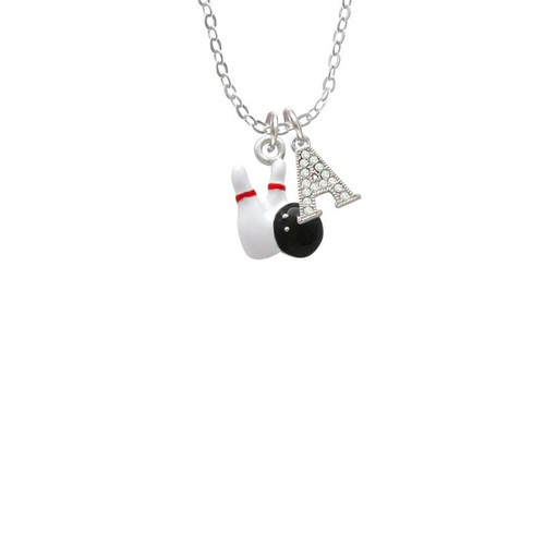 Bowling Pins with Bowling Ball Crystal Initial - Sophia Necklace
