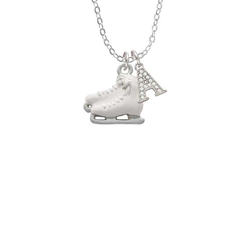 White Ice Skates Crystal Initial - Sophia Necklace