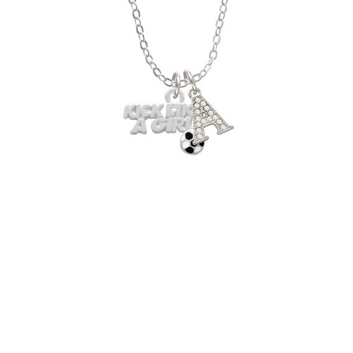 Kick Like a Girl with Enamel Soccer Ball Crystal Initial - Sophia Necklace