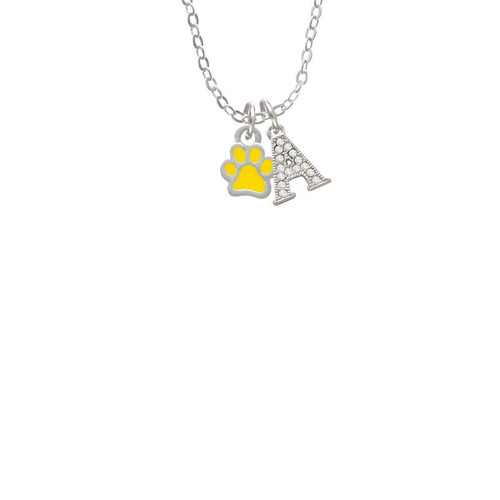 Mini Translucent Yellow Paw Crystal Initial - Sophia Necklace