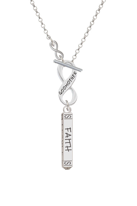 Believe Faith Prayer Hope Bar To Infinity Godmother Toggle Necklace