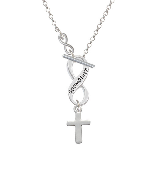 Simple Plain Small Cross To Infinity Godmother Toggle Necklace