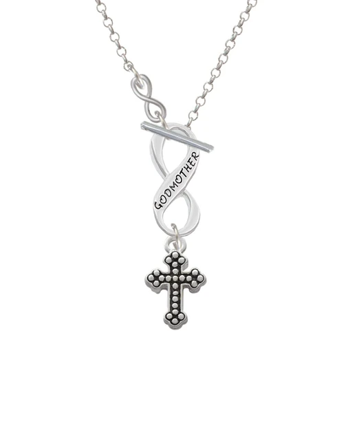 Small Botonee Cross with Beaded Decoration To Infinity Godmother Toggle Necklace