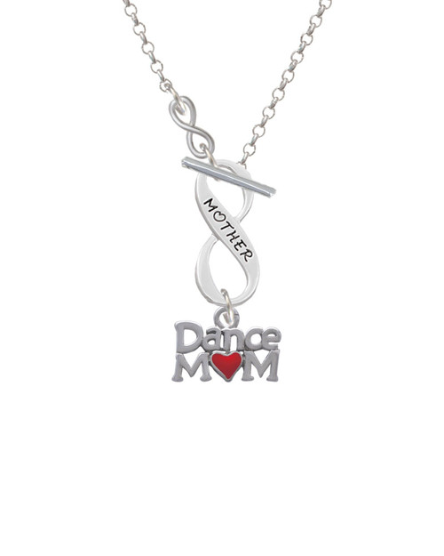 Dance Mom with Red Heart To Infinity Mother Toggle Necklace