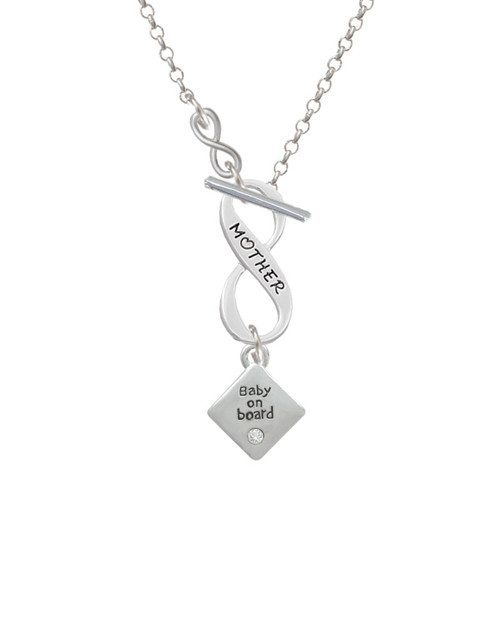 2-D ''Baby on Board'' Sign with Foot Print To Infinity Mother Toggle Necklace