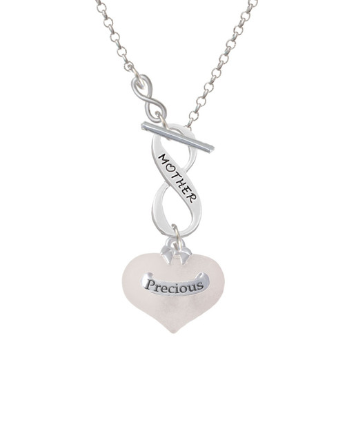 Precious White Heart with Baby Feet To Infinity Mother Toggle Necklace