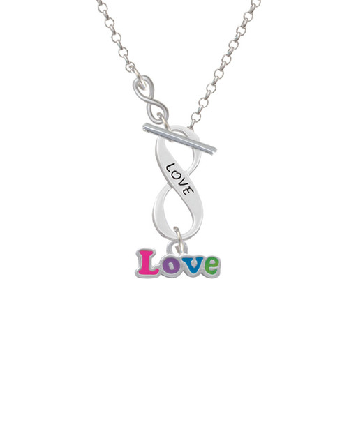 Rainbow Colored ''Love'' To Infinity Love Toggle Necklace