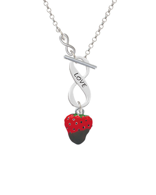 3-D Chocolate Dipped Strawberry To Infinity Love Toggle Necklace