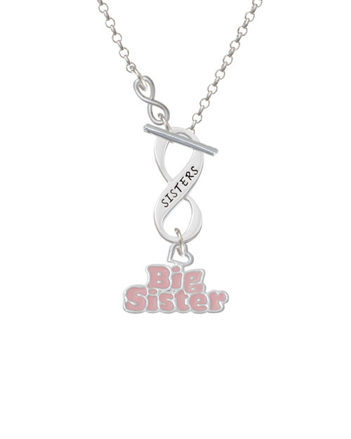 Pink ''Big Sister'' with Heart To Infinity Sisters Toggle Necklace