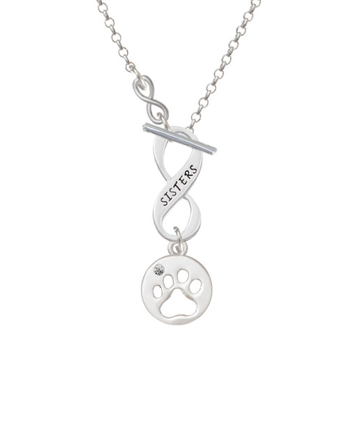 Paw Silhouette To Infinity Sisters Toggle Necklace
