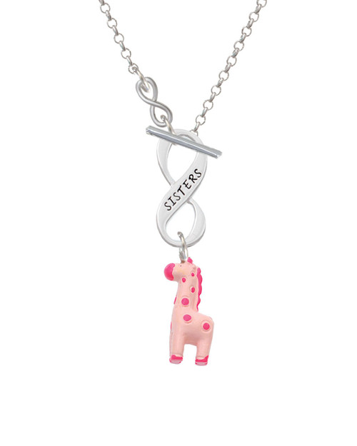 Resin Pink Geronimo the Giraffe To Infinity Sisters Toggle Necklace