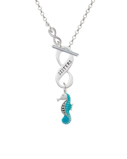 Hot Blue Seahorse - To Infinity Sisters Toggle Necklace