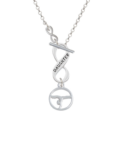 Gymnast Silhouette in 1/2'' Disc To Infinity Daughter Toggle Necklace