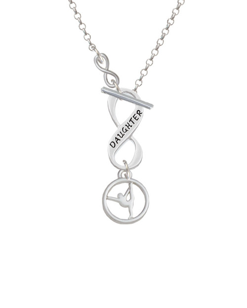 Silhouette Gymnast Disc - Raised Leg Split To Infinity Daughter Toggle Necklace