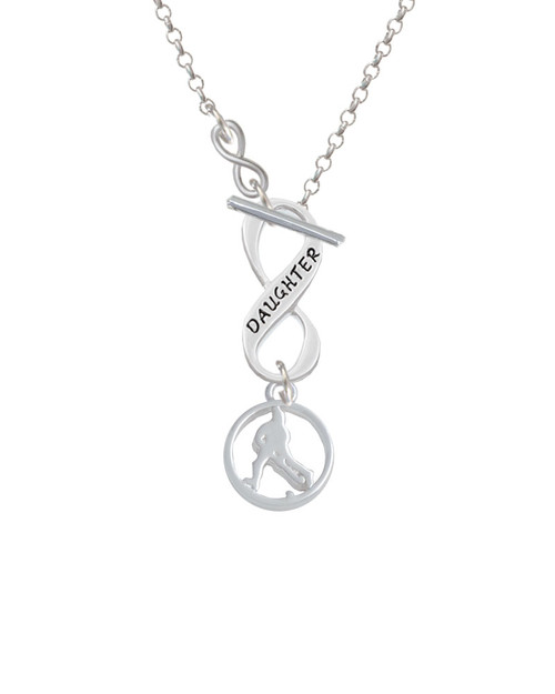 Field Hockey Player Silhouette in 1/2'' Disc To Infinity Daughter Toggle Necklace