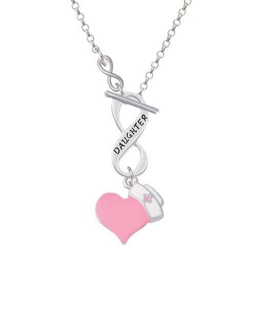 Pink Heart with Nurse Hat To Infinity Daughter Toggle Necklace