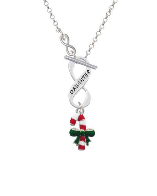 Candy Cane with Green Bow To Infinity Daughter Toggle Necklace
