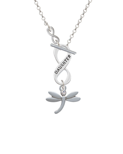 Small Dragonfly with Crystal To Infinity Daughter Toggle Necklace