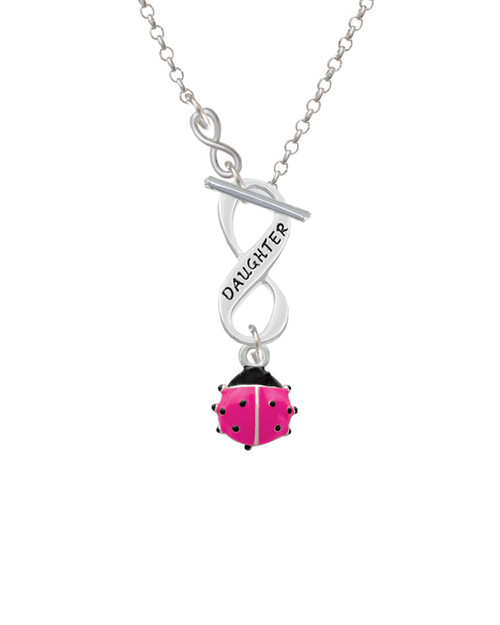 Mini Hot Pink Ladybug To Infinity Daughter Toggle Necklace