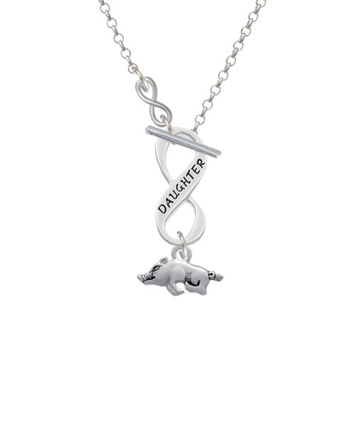 Antiqued Razorback To Infinity Daughter Toggle Necklace