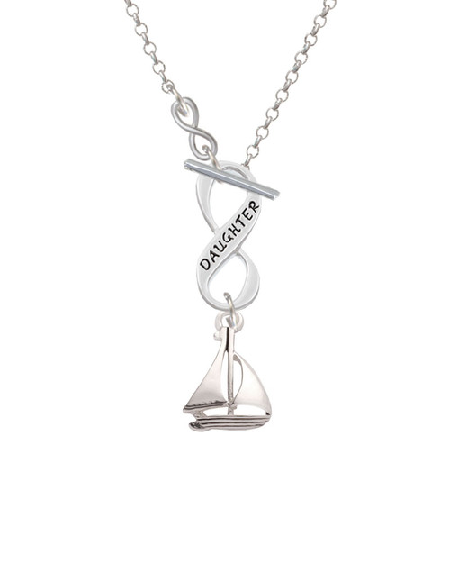 Antiqued Sailboat To Infinity Daughter Toggle Necklace