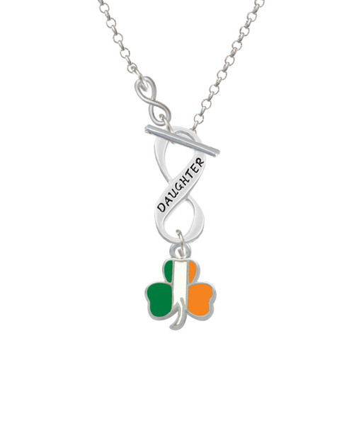 2-D Irish Flag Shamrock To Infinity Daughter Toggle Necklace