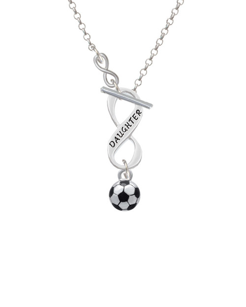3-D Soccer ball To Infinity Daughter Toggle Necklace