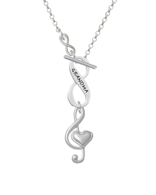 Large Clef with Heart To Infinity Grandma Toggle Necklace