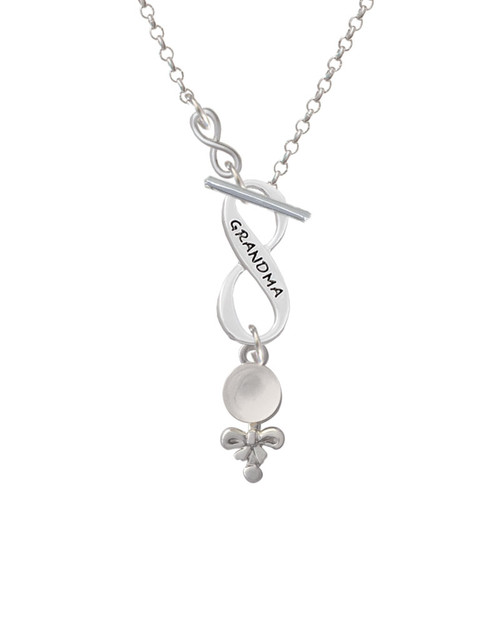 Clear Frosted Baby Rattle To Infinity Grandma Toggle Necklace